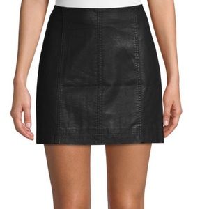 Free People mini black leather skirt